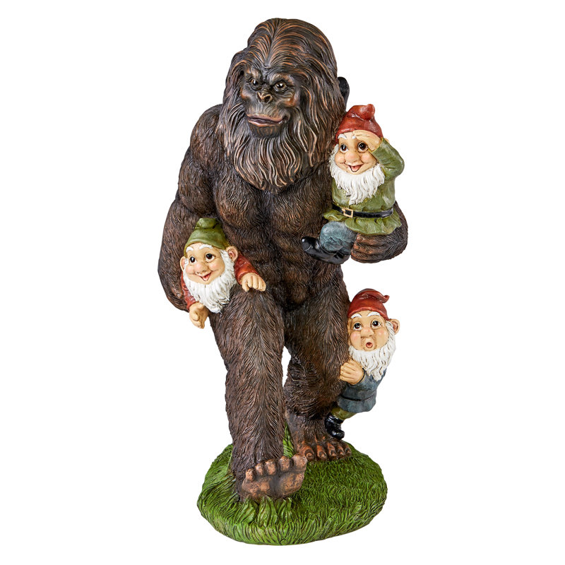 Towing Garden Gnomes Bigfoot Garden Statue