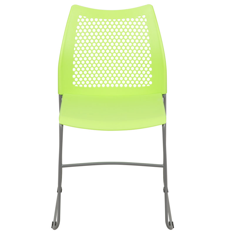 Chaises de vestibule empilables en plastique avec dossier en nid d'abeille Oliverson, Gris, Vert, 1