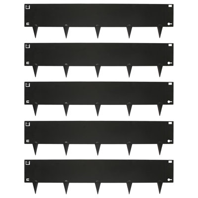 Harbour Housewares 5pc Steel Lawn Edging Set - 5m x 16cm - Black