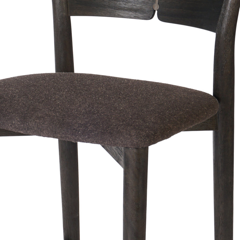 Grady Upholstered Bar Stool with Solid Wood Frame, Black, Brown