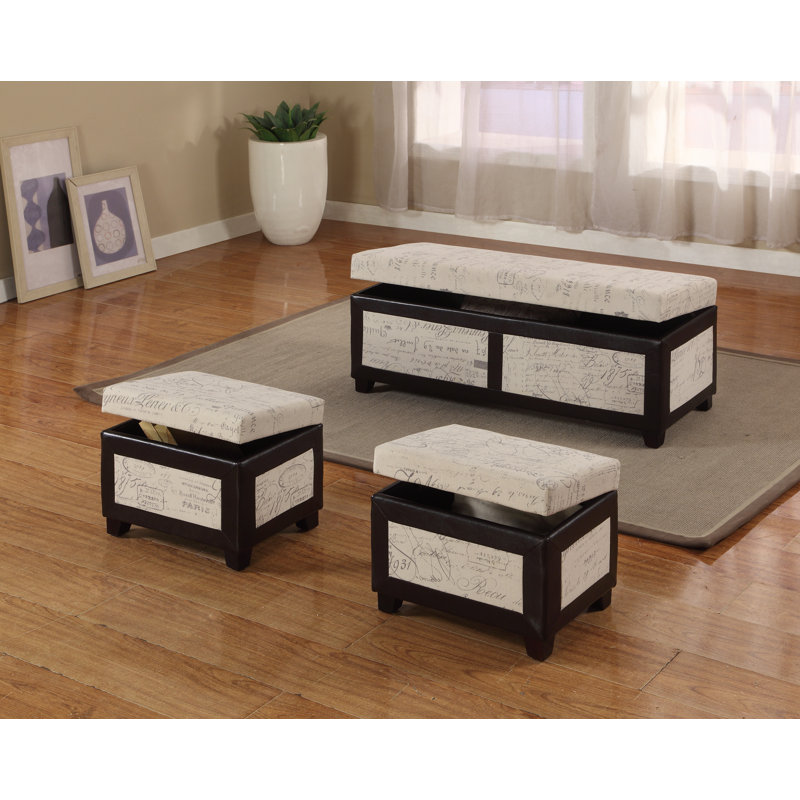 Monark Cotton Blend Upholstered Storage Bench