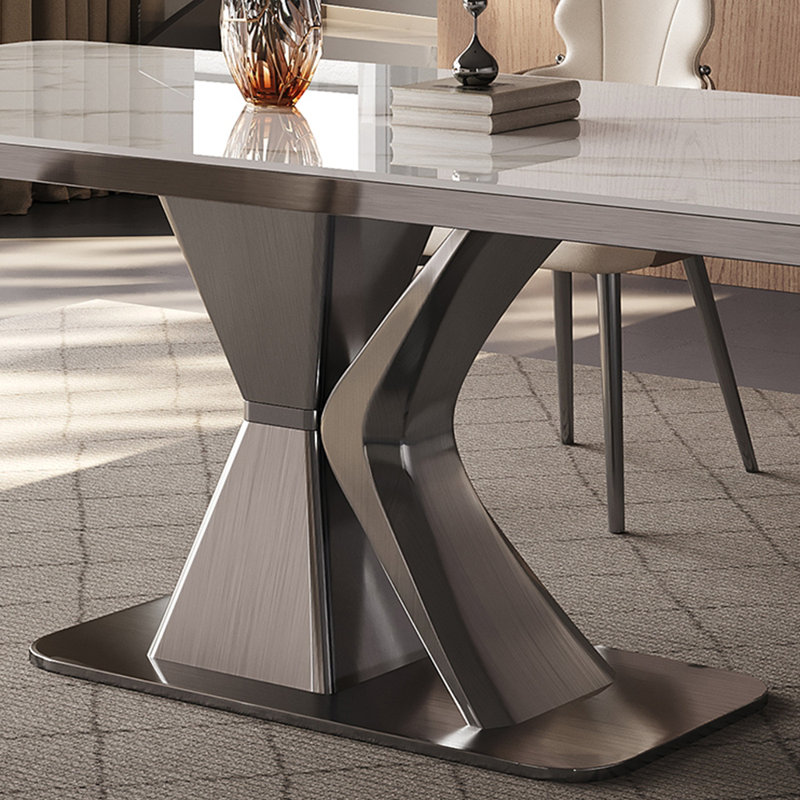 Modern luxury Italian style dining table sets, 29.53"H x 78.74"L x 35.43"W, White