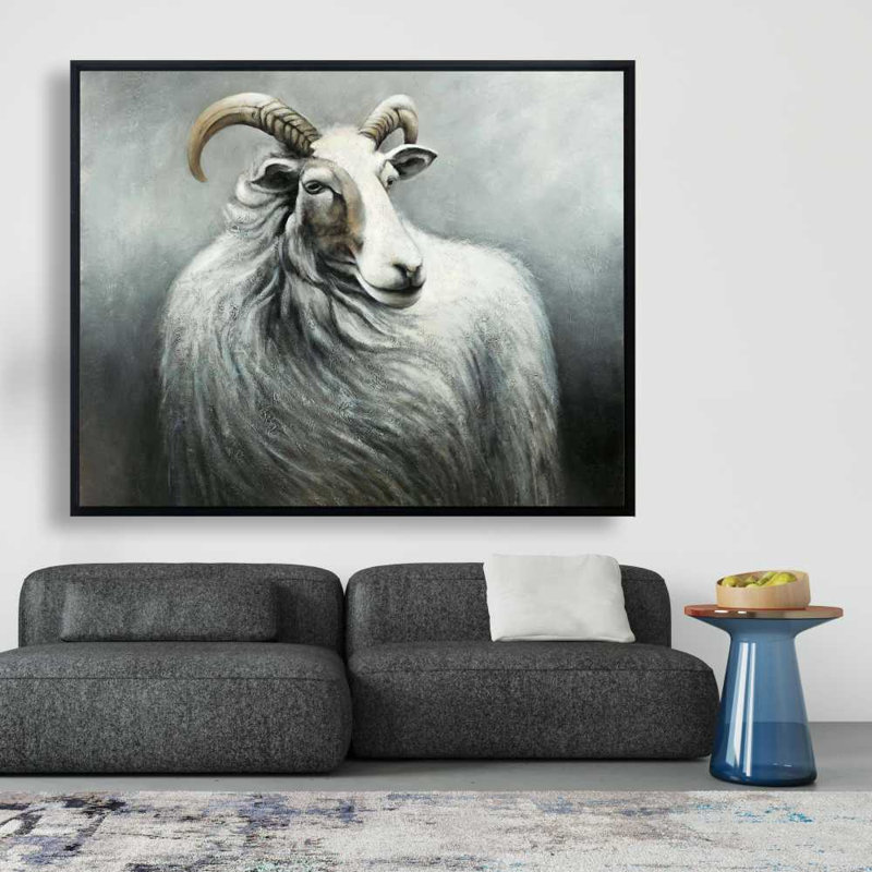 Cashmere Goat -  Animals Framed Canvas for Home Decor, 61.25" H x 49.25" W