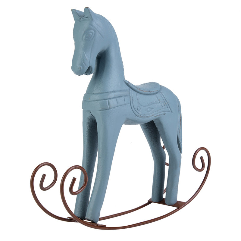 Décoration de table-cadeau pour enfant à bascule en bois faite à la main (bleu clair)