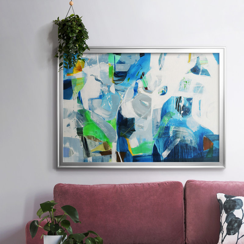 Down The Rapids, H 18 po x l 26 po x P 1,5 po, Toile argentée avec cadre flottant