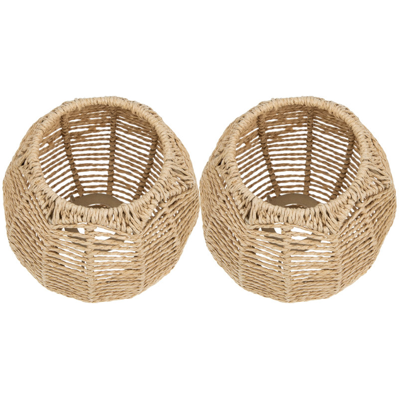 2pcs Imitation Rattan Ceiling Light Covers Pendant Shades For Chandeliers,tearoom, Living Room,light Brown
