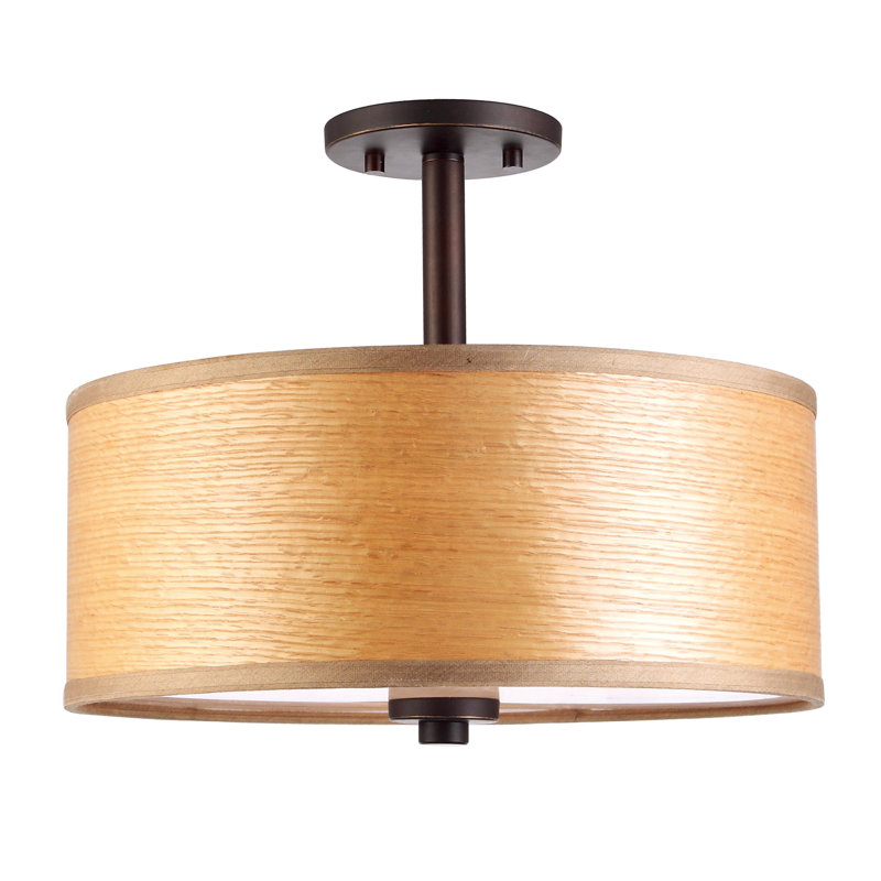 Bronze Brulee Drum Semi-Flush Ceiling Mount Light