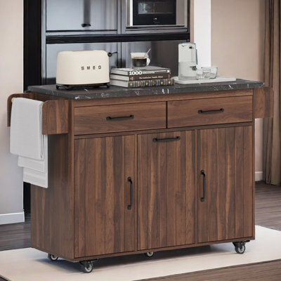 Alaijah Rolling Kitchen Cart with Manufactured Wood Top by Red Barrel Studio