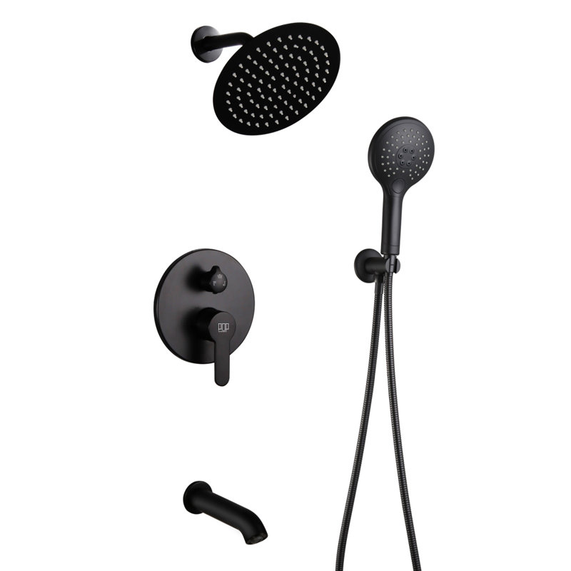 Mélangeur et robinet de douche avec valve brute, Noir mat
