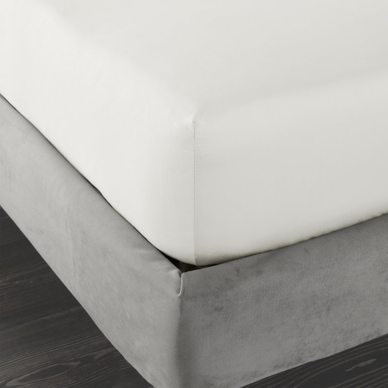 400 Thread Count 100% Cotton Sateen Fitted Sheet, Single (3'), Cream