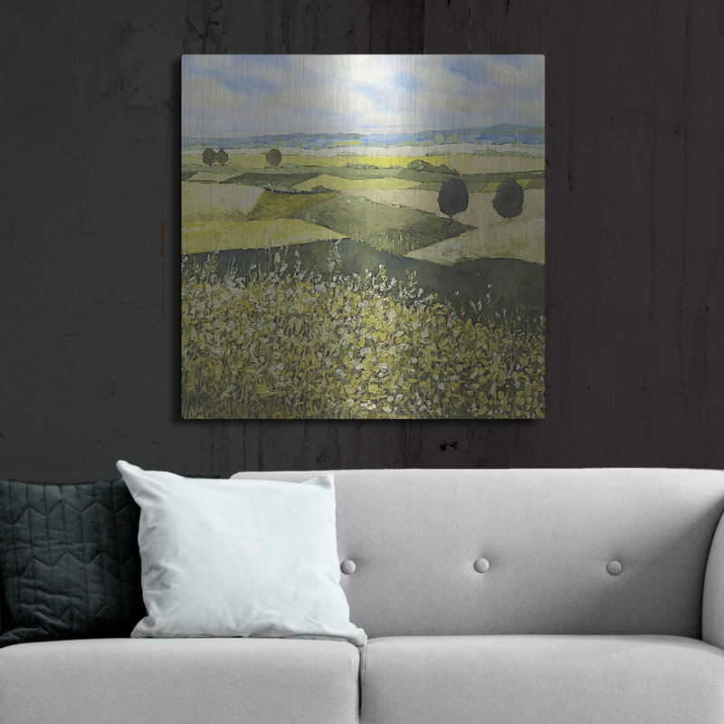  «Green Hills» par Allan Friedlander, art mural en métal, 36 po x 36 po