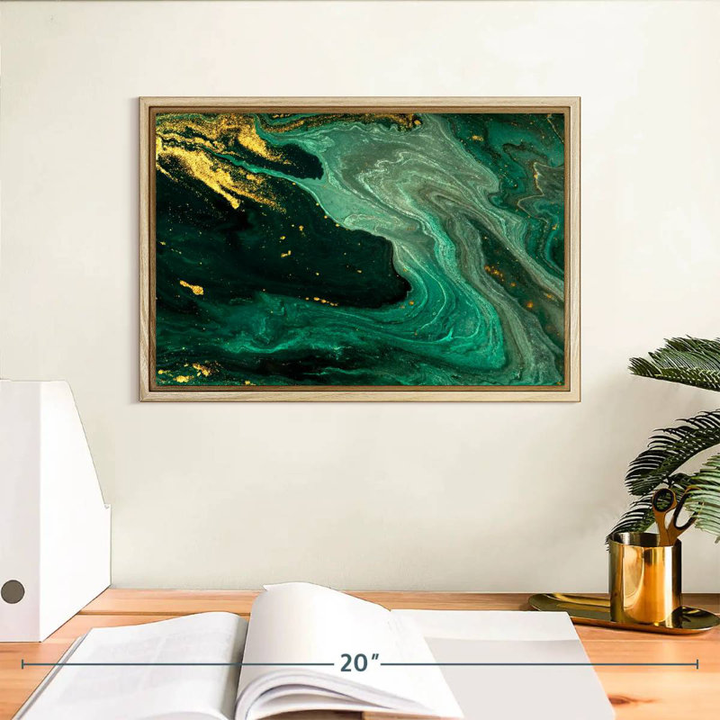 Vert et doré Grieco, Cadre flottant en bois naturel, 13 po x 9 po
