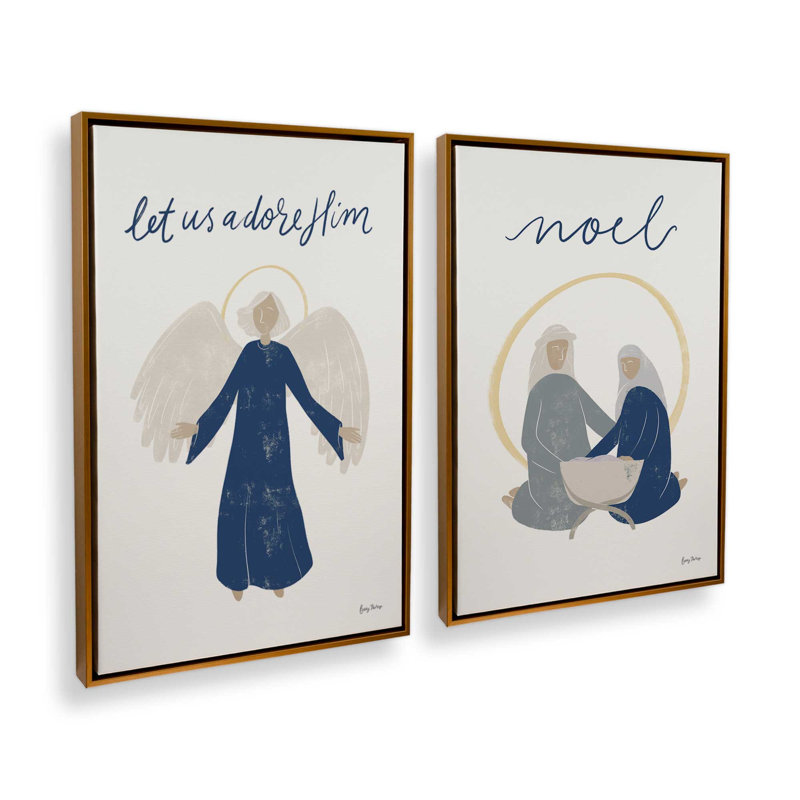 Bethlehem's Glow I, ensemble de 2 impressions sur toile, H 37 po x l 50 po, Impression encadrée sans passe-partout, Or poli