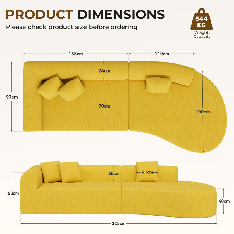 Sofa, Yellow Chenille