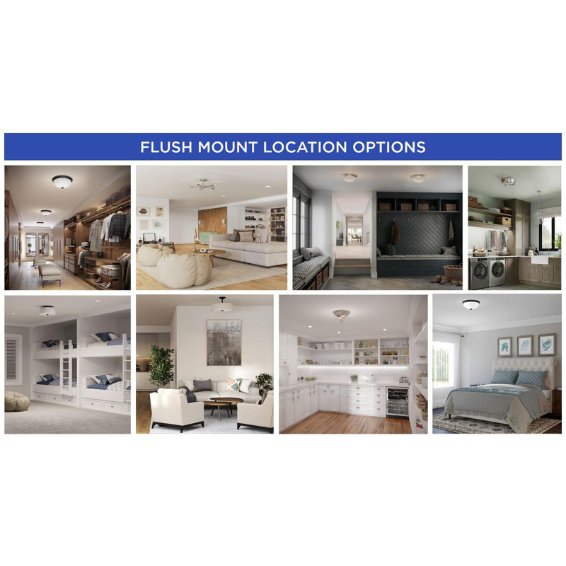Brushed Nickel and Oak 2-Light Flush Mount Ceiling Light