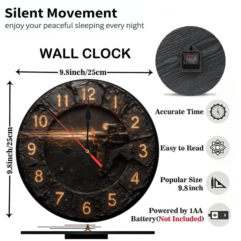 Horloge, fusils à étincelles