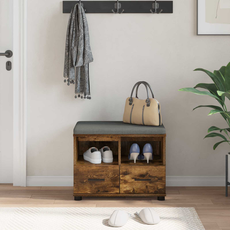 Storage Bench, 46cm H x 60cm W x 38cm D, Smoked Oak