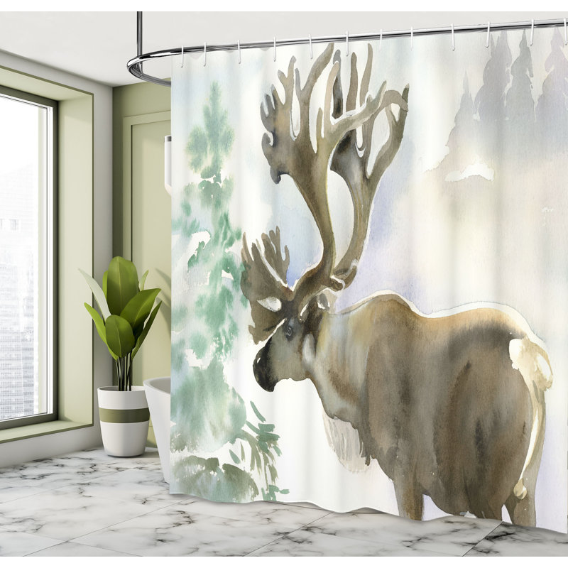 Moose Single Shower Curtain, 70" H x 69" W