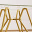 Table de salle à manger 35,4 "carrée en verre trempé avec pieds géométriques dorés pour 2 à 4 personnes