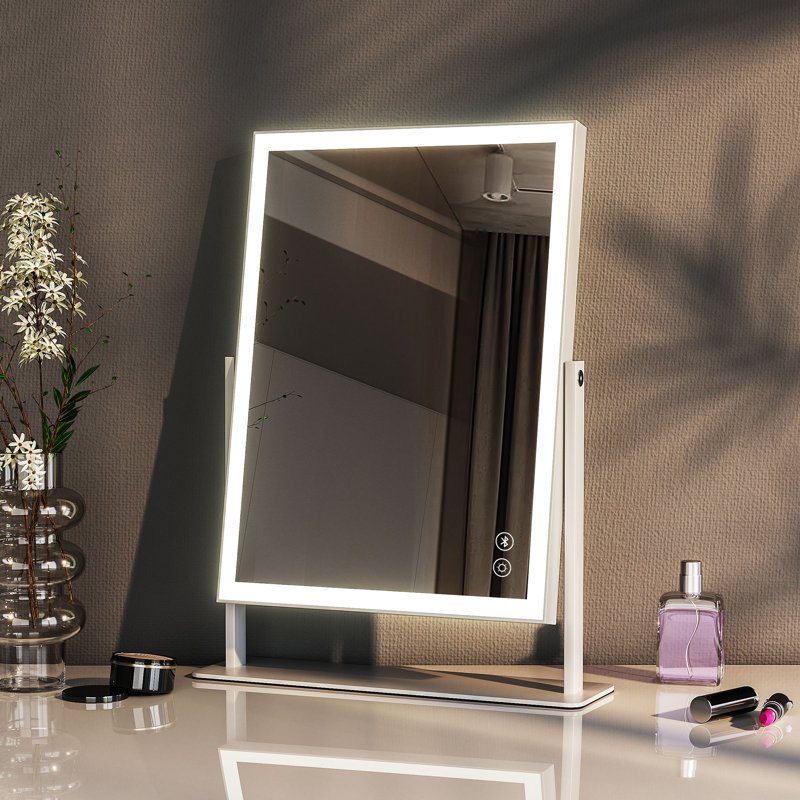 Miroir rectangulaire en métal à DEL