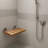 20" Wall-Mounted Teak Shower Bench, Folding Space-Saving Shower Seat With Brushed Nickel Frame