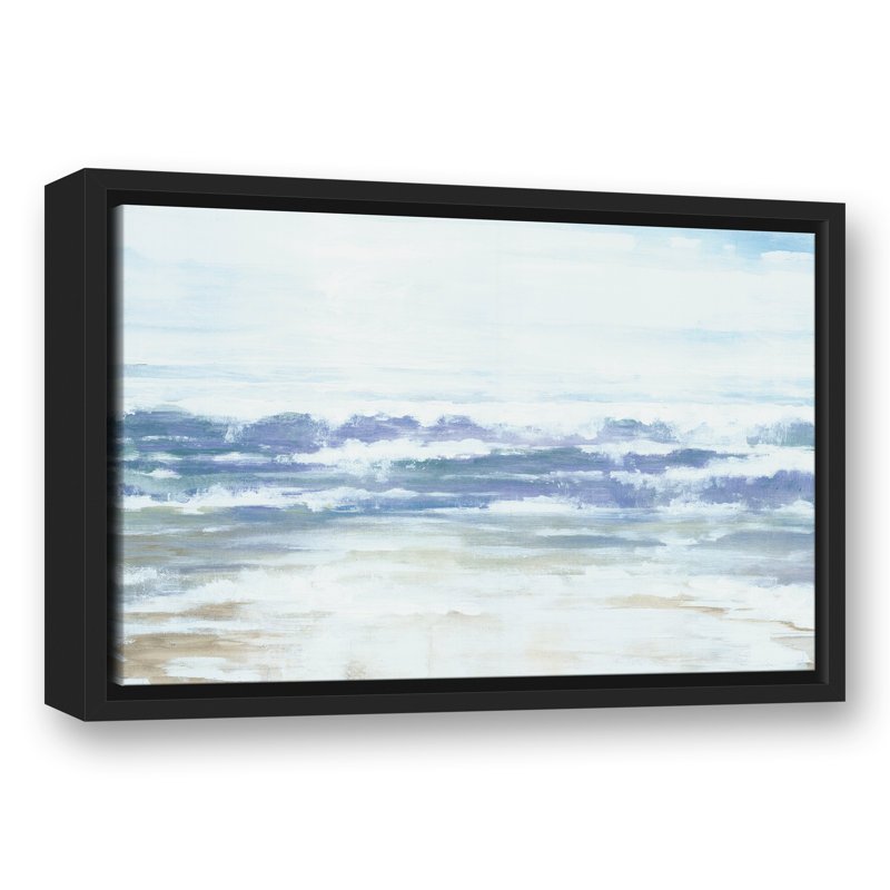 « blue beach vagues », reproduction de peinture à l’acrylique sur toile, H 13,75 po x l 19,75 po, Cadre noir