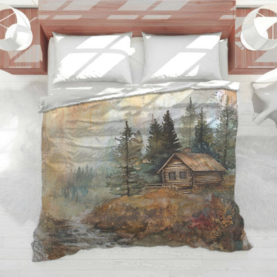 Rustic Cabin Forest Comforter