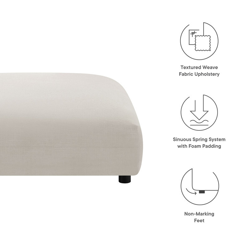 Solace Large Off-White Upholstered Fabric Modular Ottoman