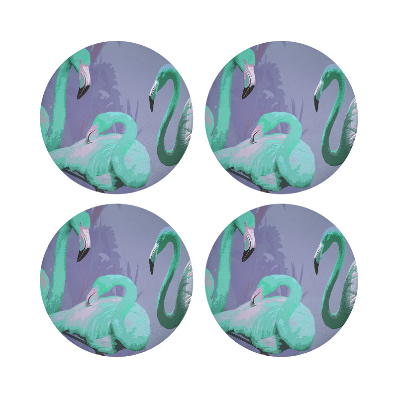 Palm Springs Vegan Leather Round Pebble Placemat, Wisteria