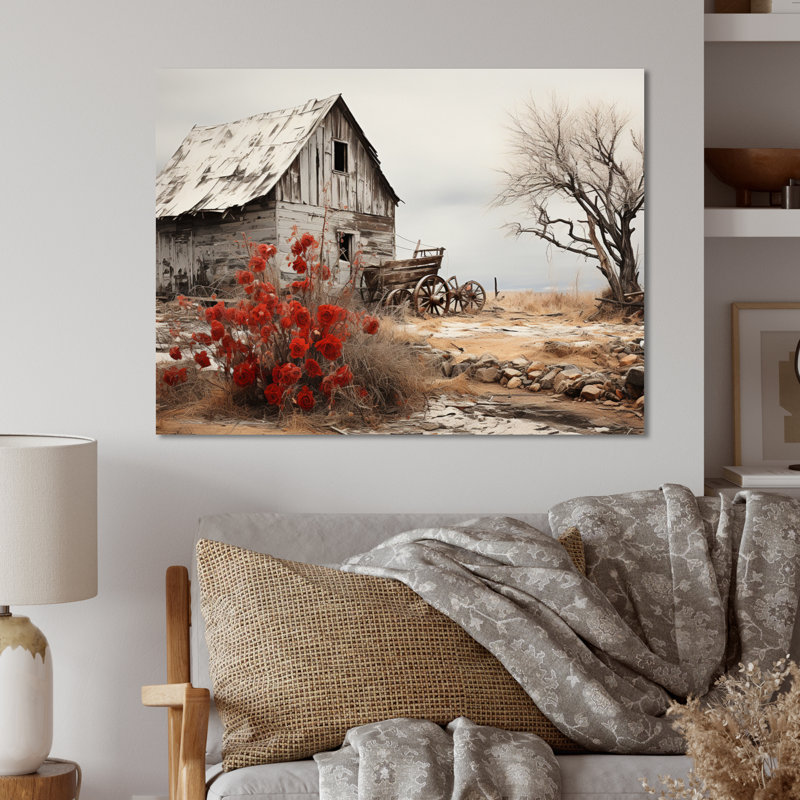 Red Farmhouse Rustic Elegance I - reproduction de ferme sur métal, H 30 po x l 40 po