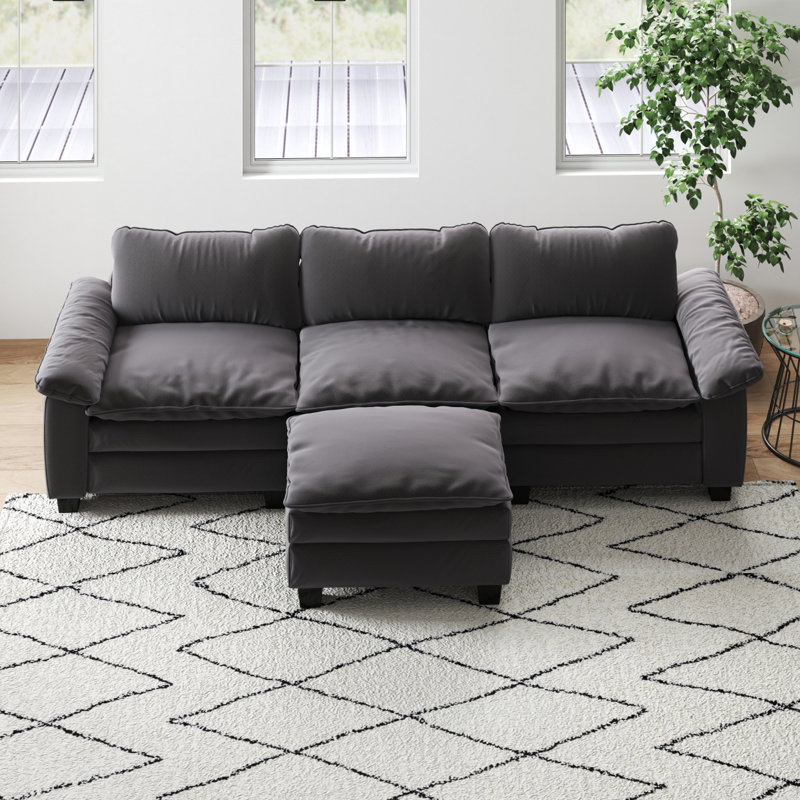 Canapé modulaire de luxe avec repose-pieds, Gris