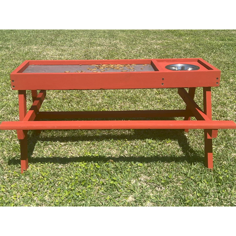Tan Chicken Picnic Table, Red