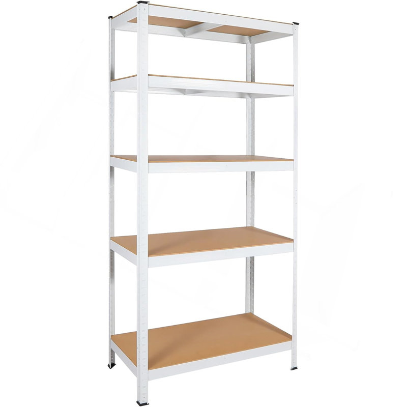 Étagère à 5 niveaux en métal stratifié blanc Support de rangement de garage réglable