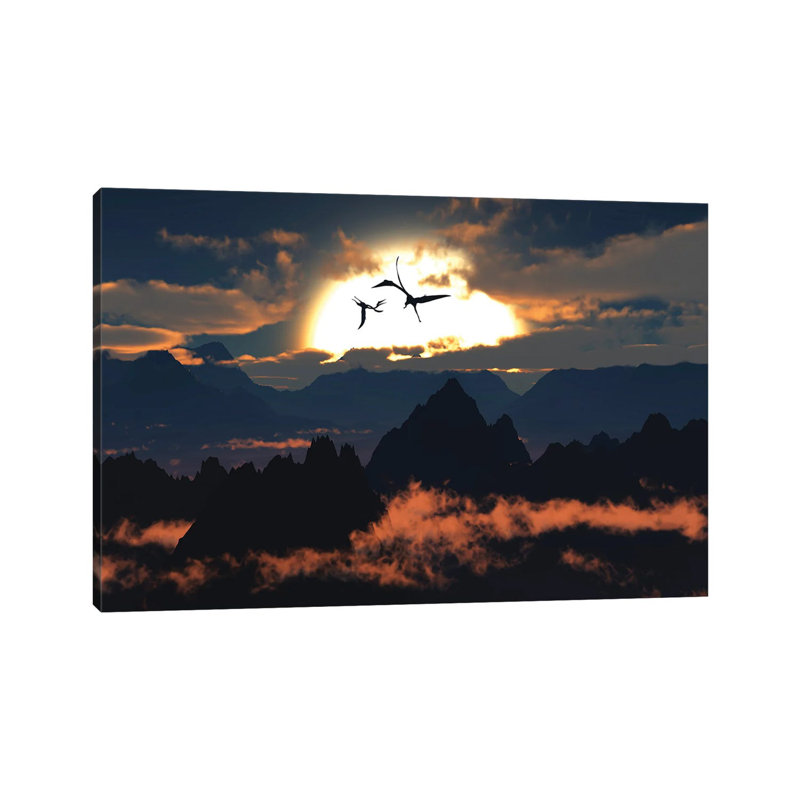 Quetzalcoatlus Flying High In Cretaceous Skies. by Mark Stevenson - Wrapped Canvas Print, 20.32 cm H x 30.48 cm W