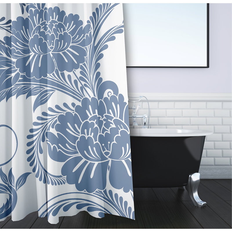 Rideau de douche Flower Flourish, Bleu