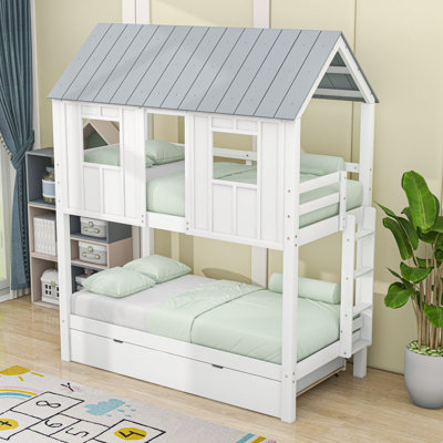 Craton Twin Over Twin Standard Bunk Bed with Trundle by Harper Orchard