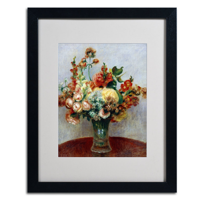 Fleurs par Pierre-Auguste Renoir - reproduction d'art sur toile, H 20 po x l 16 po x P 0,5 po, Noir