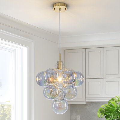  Lustre à bulles 1 lumière Yader à intensité variable avec globe en verre coloré (ampoule incluse)