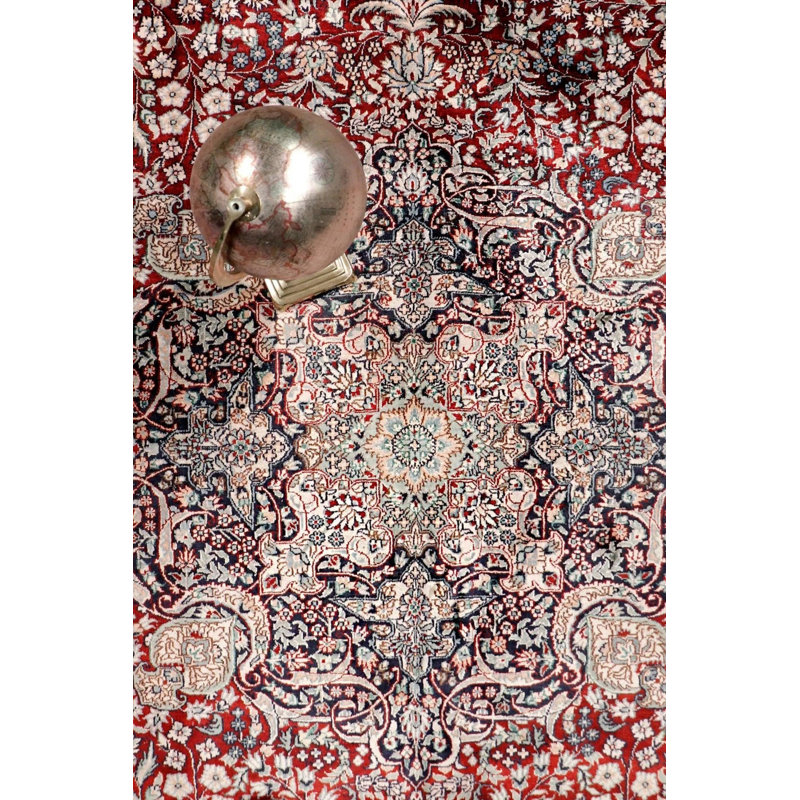 Canvello Kashan Silkroad Design Hand-Knotted Silk Area Rug- 9'3" X 12'1"
