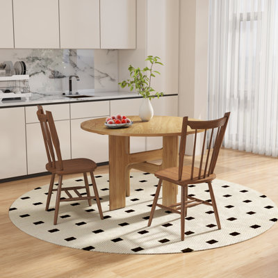 Ensemble de salle à manger Modern Farmhouse - Table ronde à pieds croisés et chaises Windsor - Ensemble de cuisine 3/4 pièces