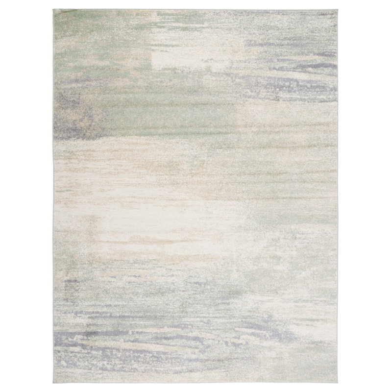 Algonquin Performance Abstract Rug, Rectangle 10' x 14', Ivory/Green