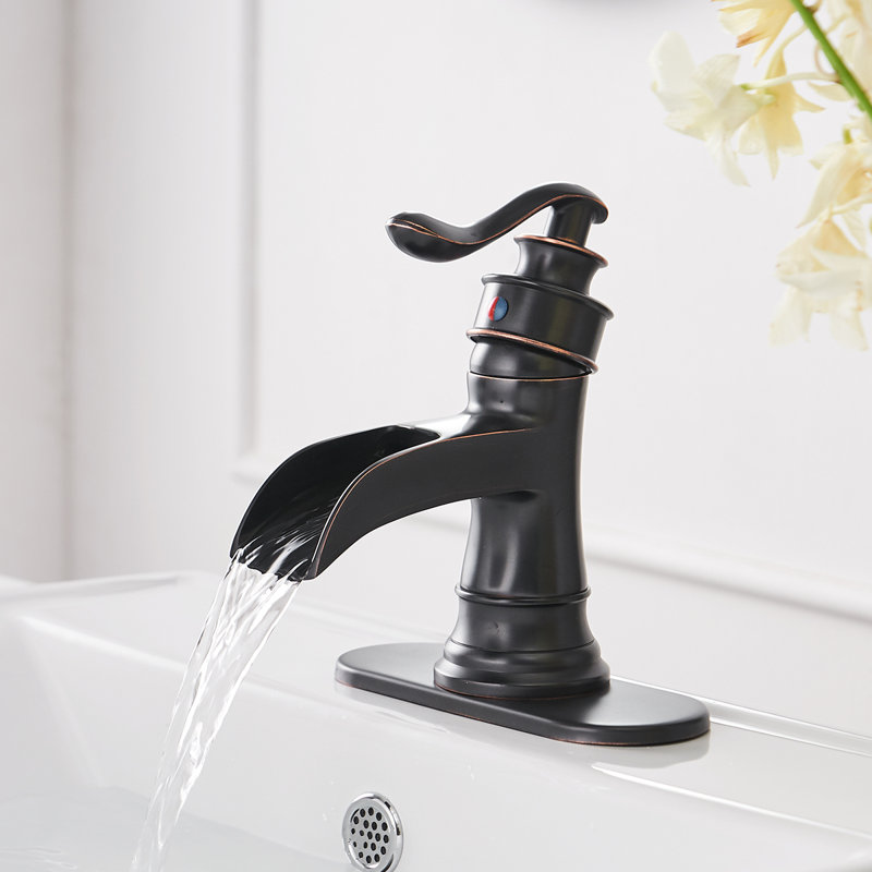 Robinet de salle de bain à un trou, Bronze huilé, Non