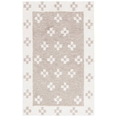 Lott Hand Tufted Wool/Cotton Geometric Rug in Beige/Ivory