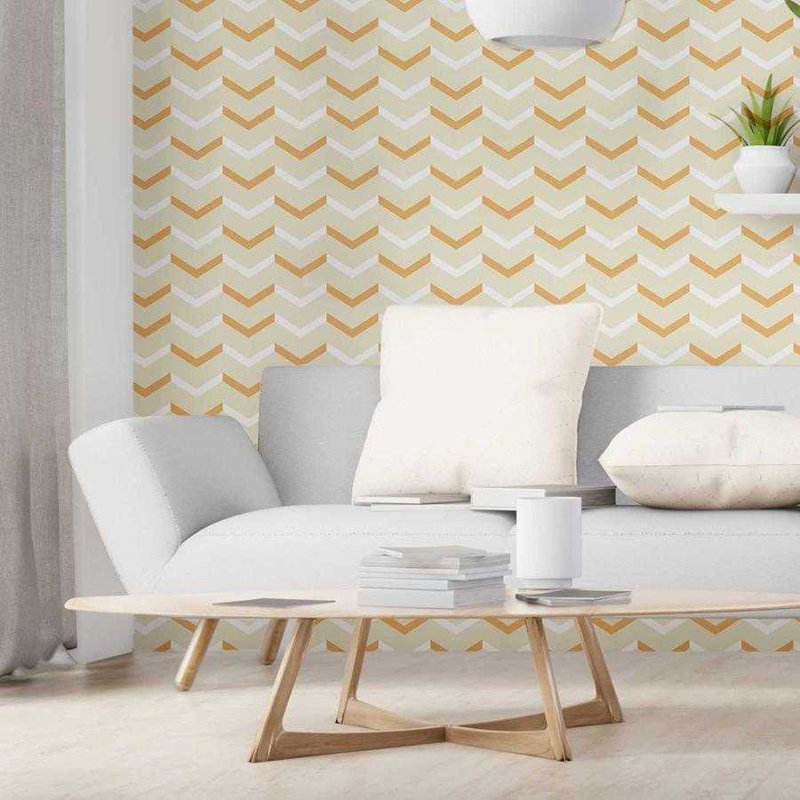 Rouleau de papier peint adhésif doux L 126 po x l 24 po, Jaune / blanc / crème