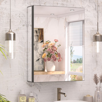 Armoire à pharmacie en aluminium à miroir avec 2 tablettes Omeed