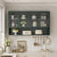 Armoire murale en verre à quatre portes avec cadre en fer