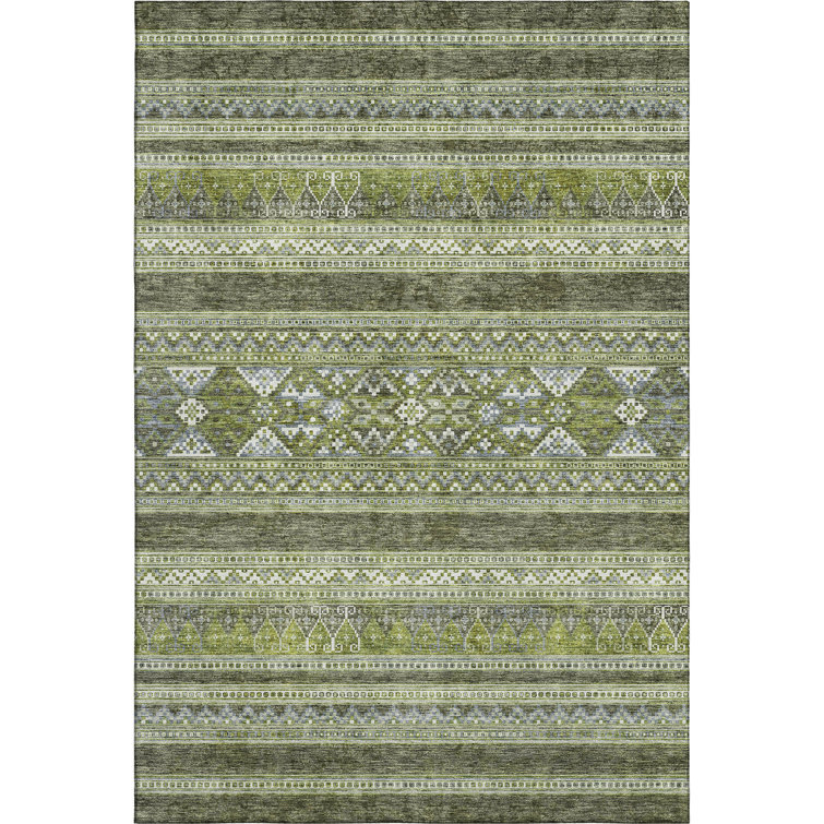 Premium Machine Washable Prisco Olive Rug