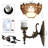 Tiffany Wall Sconce Lamp Blue Stained Glass Flower Style 8X10.5X11 Inch Plug in Wall Bedside Light for Hallway Bedroom (White Crystal Style)