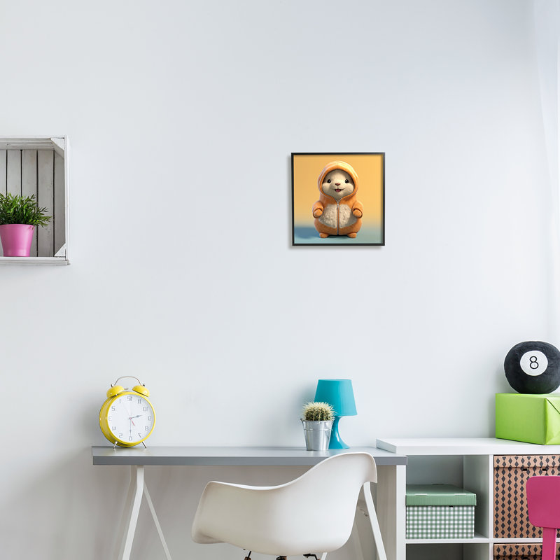 Souris portant un chandail sur bois, Giclée encadrée noir minuit, H 12 po x l 12 po x P 1,5 po