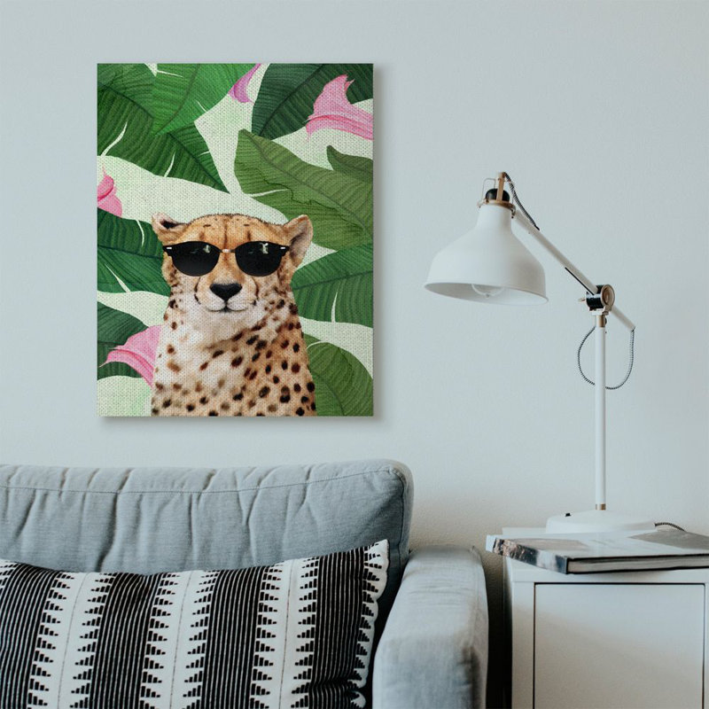 « mode guépard drôle painting tropical painting », impression sur toile, Toile tendue, H 40 po x l 30 po x P 1,5 po